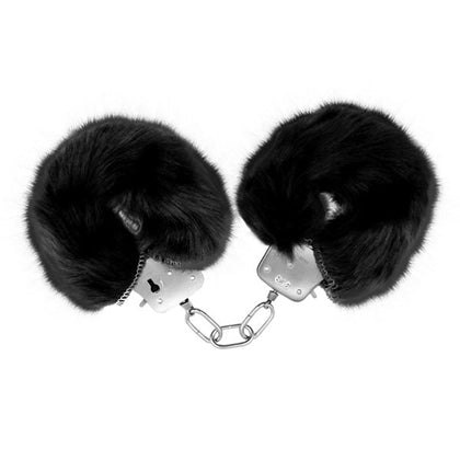 Plush Black Fluffy Handcuffs - Luxurious Sensual Restraint for Exquisite Play