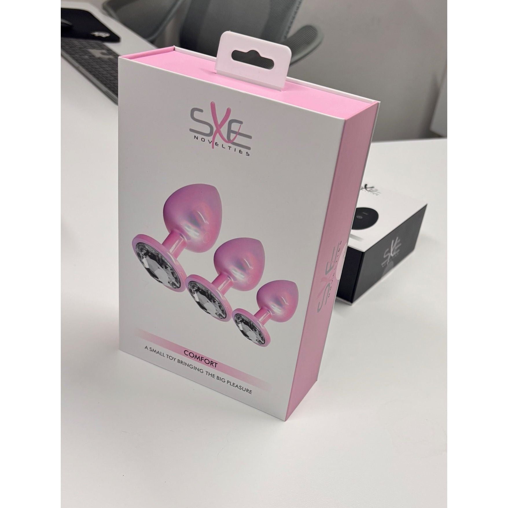 SXE Comfort Stainless Steel Pleasure Set: 3 Waterproof Sizes with Pink Crystals