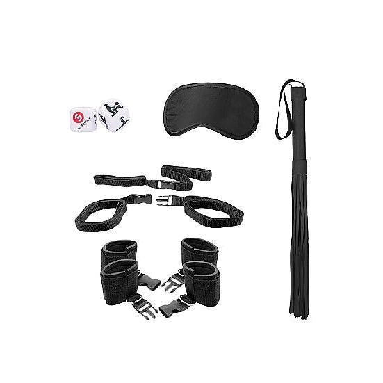 Ultimate Luxury Bed Restraint Kit by Ouch: Flogger, Mask & Dice Included