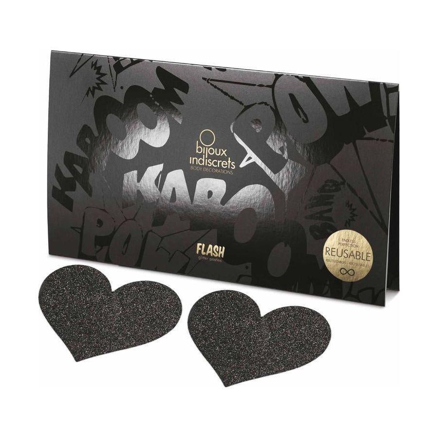 Indulgence by Bijoux Indiscrets Flash Heart Nipple Pasties - Sensual Adornment for Alluring Seduction - Women's Intimate Pleasure - Reusable - Red - Adult Naughty Store