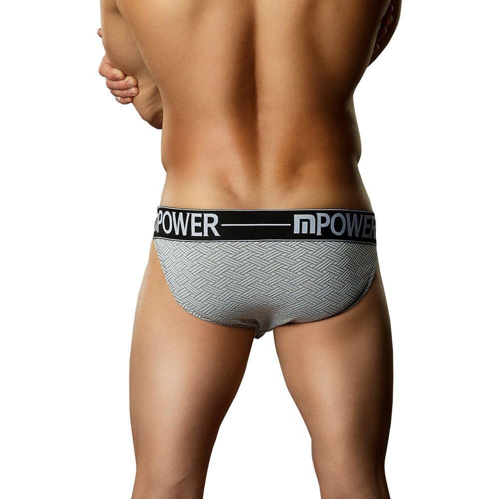Male Power Mustang Bikini - Sensational Grey and White Knit Patterned Underwear for Men's Intimate Pleasure - Adult Naughty Store