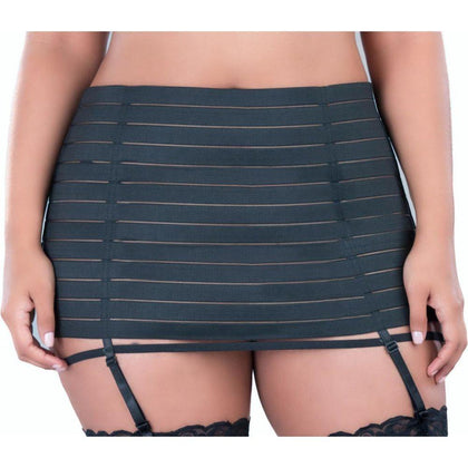 Elegant Intimates Elastic Strap Bandage Skirt with Garters and G-String - Sensual Pleasure for Women - Seduction Series ES-9001 - Black - Adult Naughty Store