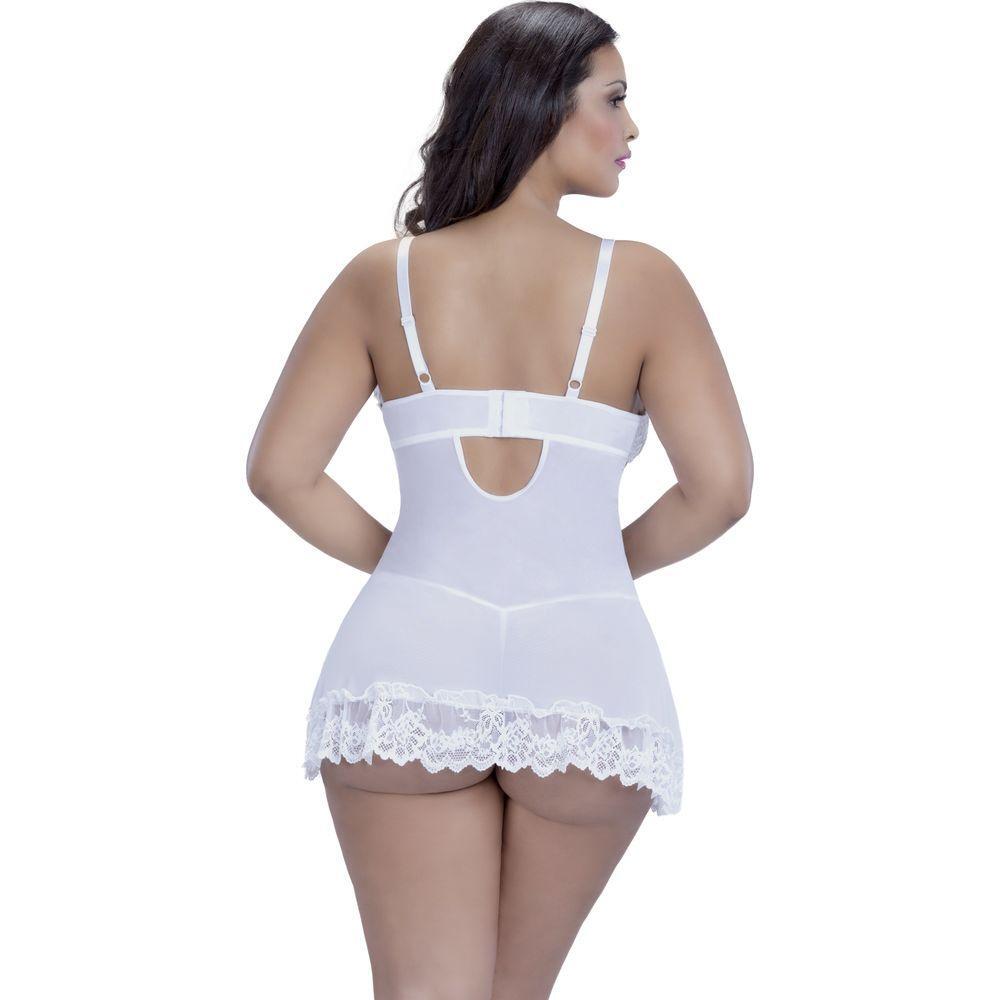 Introducing the Seductiva Soft Cup Lacey Babydoll with Bows and G-String - A Sensual Delight for Alluring Nights in Midnight Black - Adult Naughty Store