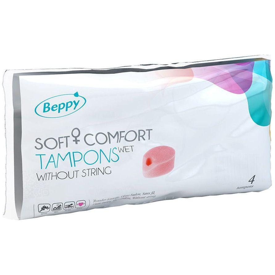Beppy Soft+Comfort Wet 4 Pcs - Cordless Invisible Hygienic Sponge for Long-lasting Pleasure - Female Intimate Hygiene Product - Gynecologist Recommended - Pink - Adult Naughty Store