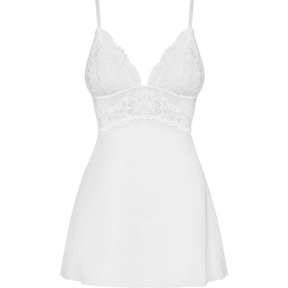 Introducing the Sensual Elegance Classic Babydoll and Thong Set - Model SED-101, for Women, Exquisite Pleasure, in White - Adult Naughty Store