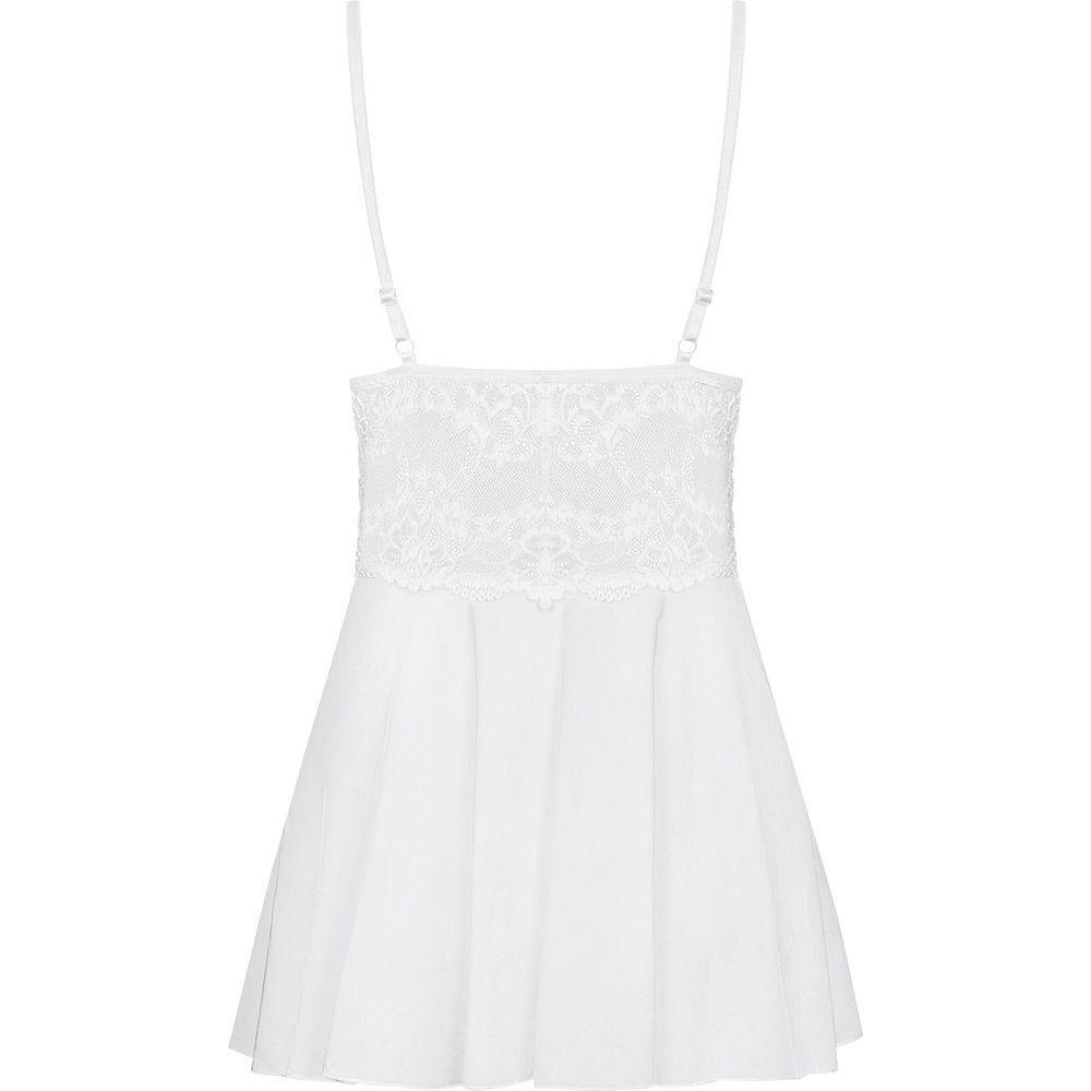 Introducing the Sensual Elegance Classic Babydoll and Thong Set - Model SED-101, for Women, Exquisite Pleasure, in White - Adult Naughty Store