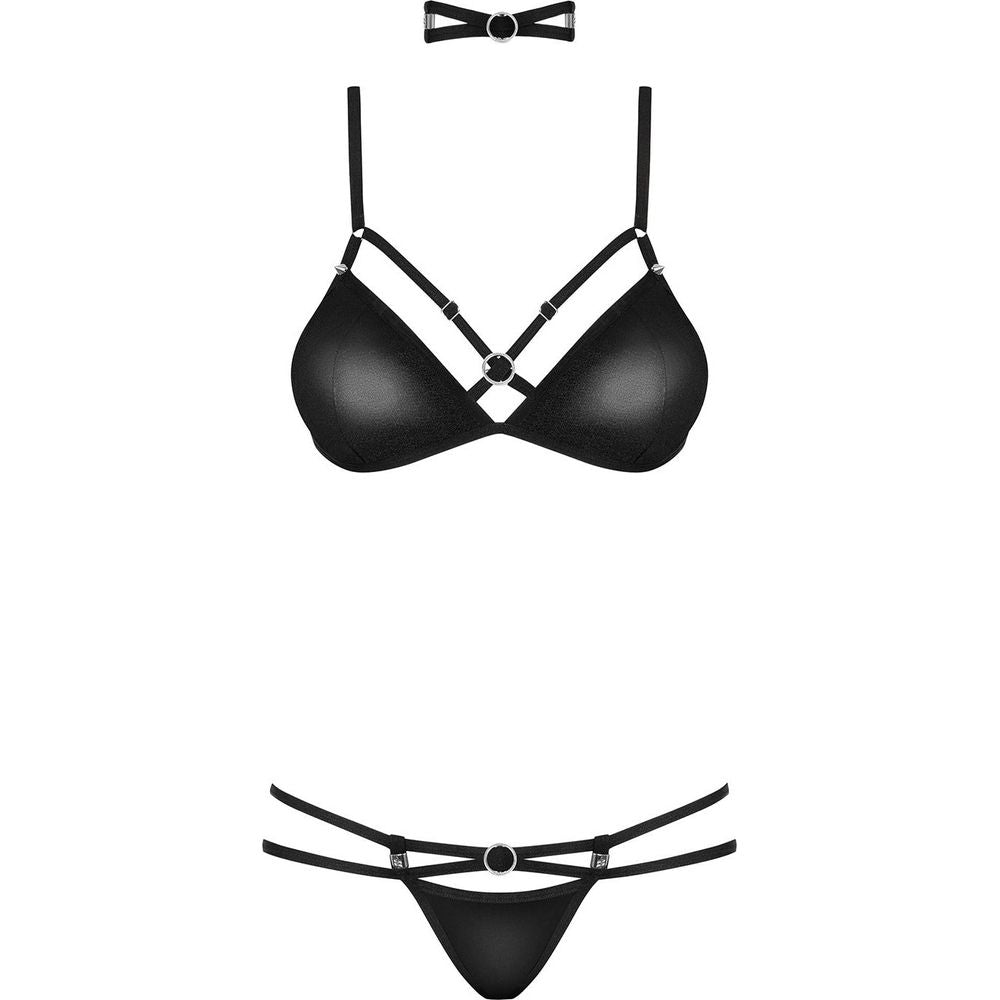 Introducing the Seductive Pleasure Wet Look 3 Pc Choker Set: The Ultimate Sensual Delight for Couples - Adult Naughty Store