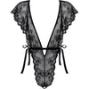 Introducing the Sensual Pleasures Lace Teddy - Exquisite Floral Motif, Alluring Design, Ultimate Seduction in Black - Adult Naughty Store