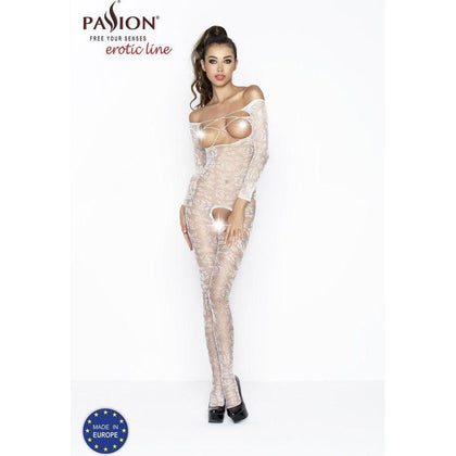 Introducing the Sensual Pleasures Open Cup White Bodysuit - Model BS033 for Women's Intimate Delights - Adult Naughty Store