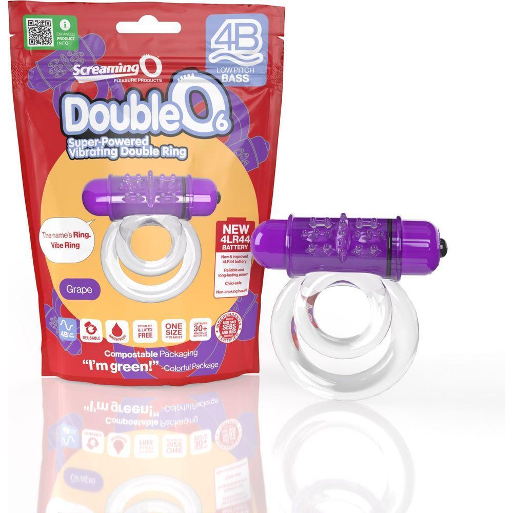 Screaming O 4B DoubleO 6 Vibrating Ring - 5 Speeds & 1 Pulse - Unisex Cock Ring - Grape - Adult Naughty Store