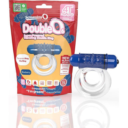 Introducing the Screaming O 4T DoubleO 6 Blueberry Vibrating Cock Ring - The Ultimate Tease for Him - Ideal for Enhanced Pleasure and Intimacy - Adult Naughty Store