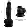 PALOQUETH Realistic Ultra-Soft Dildo For Beginners With Flared Suction Cup Base For Hands-Free Play, Flexible Dildo With Curved Shaft And Balls For Vaginal G-Spot And Anal Play Black 6.7 Inch