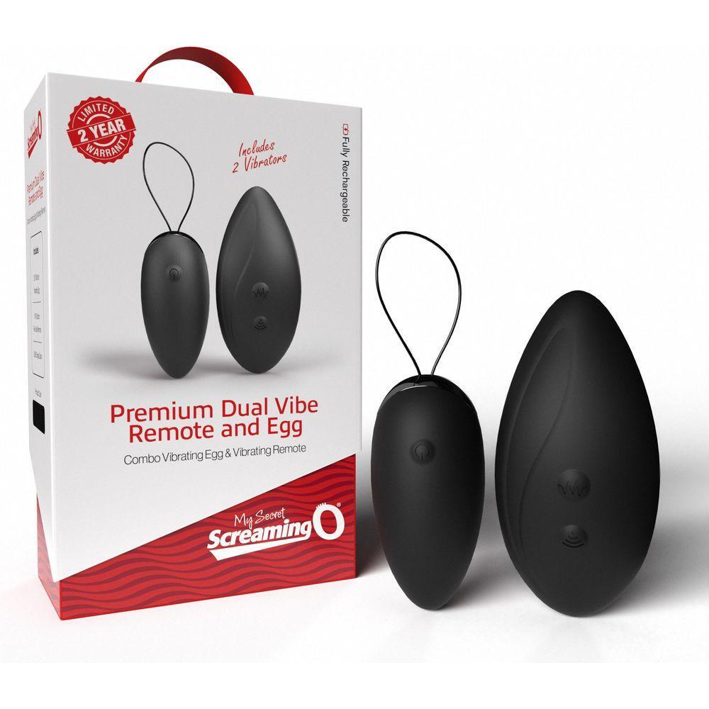 Screaming O Premium Dual Vibe Remote & Egg - Model DVT001 - Unisex Pleasure Kit - Black - Adult Naughty Store