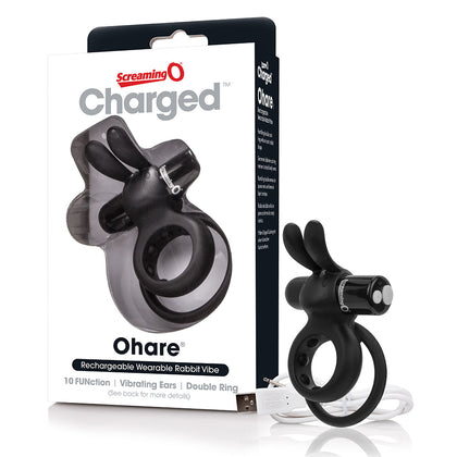 Charged Ohare Black Rechargeable Wearable Rabbit Vibrator - Model 817483012518 - Women's Dual Stimulation Toy in Luxurious Black - Adult Naughty Store