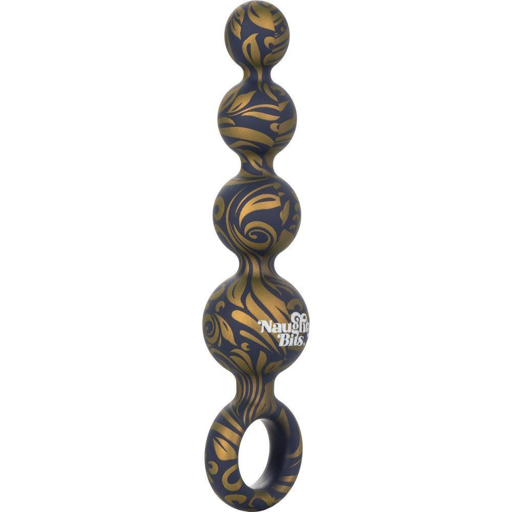 Calexotics Naughty Bits: Butt Balls Silicone Booty Beads - Model X1 - Unisex Anal Pleasure Toy - Golden Marbled - Adult Naughty Store