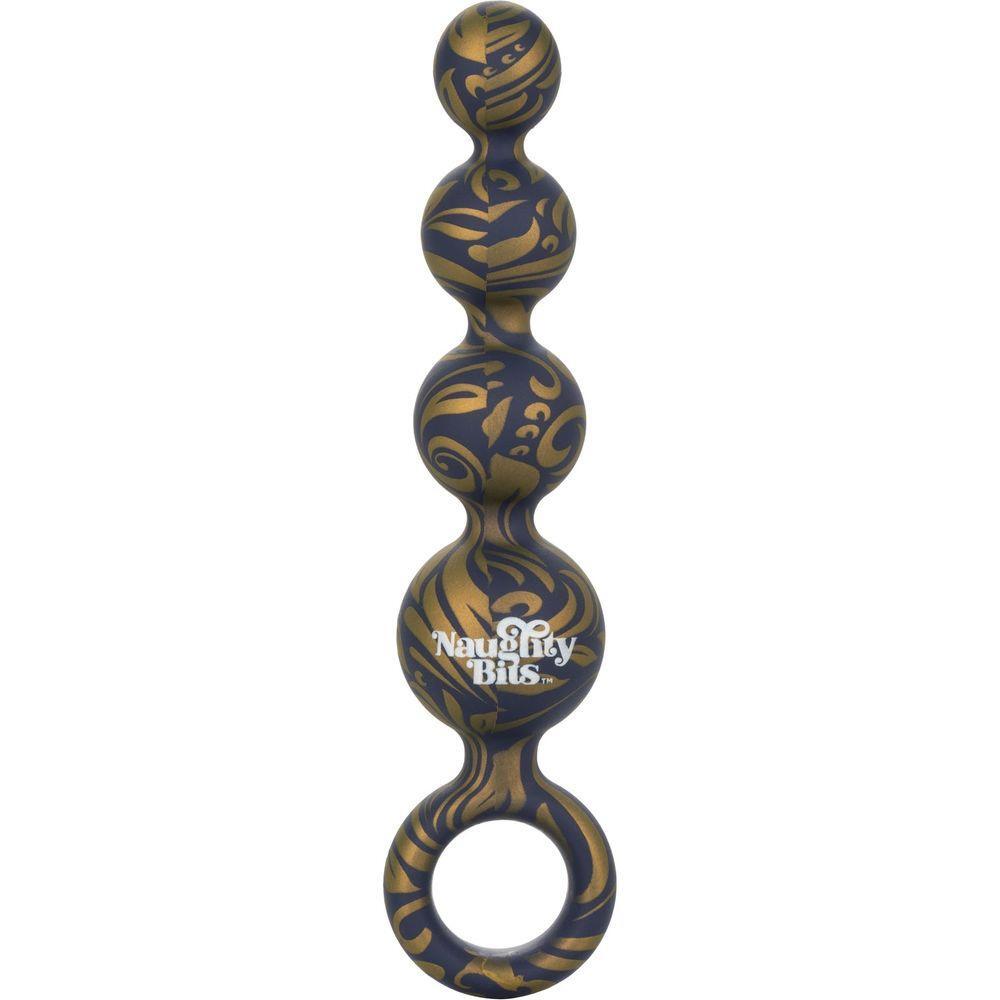 Calexotics Naughty Bits: Butt Balls Silicone Booty Beads - Model X1 - Unisex Anal Pleasure Toy - Golden Marbled - Adult Naughty Store