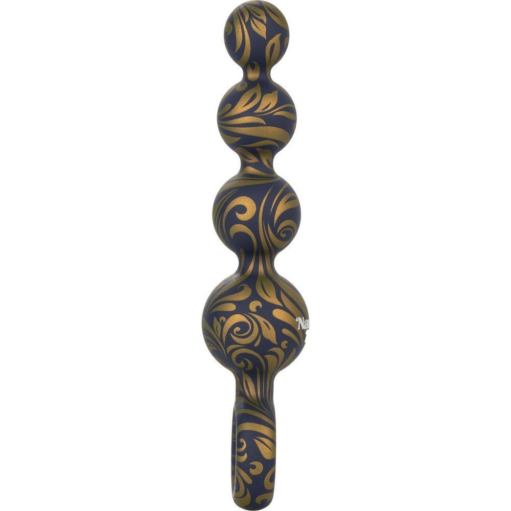 Calexotics Naughty Bits: Butt Balls Silicone Booty Beads - Model X1 - Unisex Anal Pleasure Toy - Golden Marbled - Adult Naughty Store