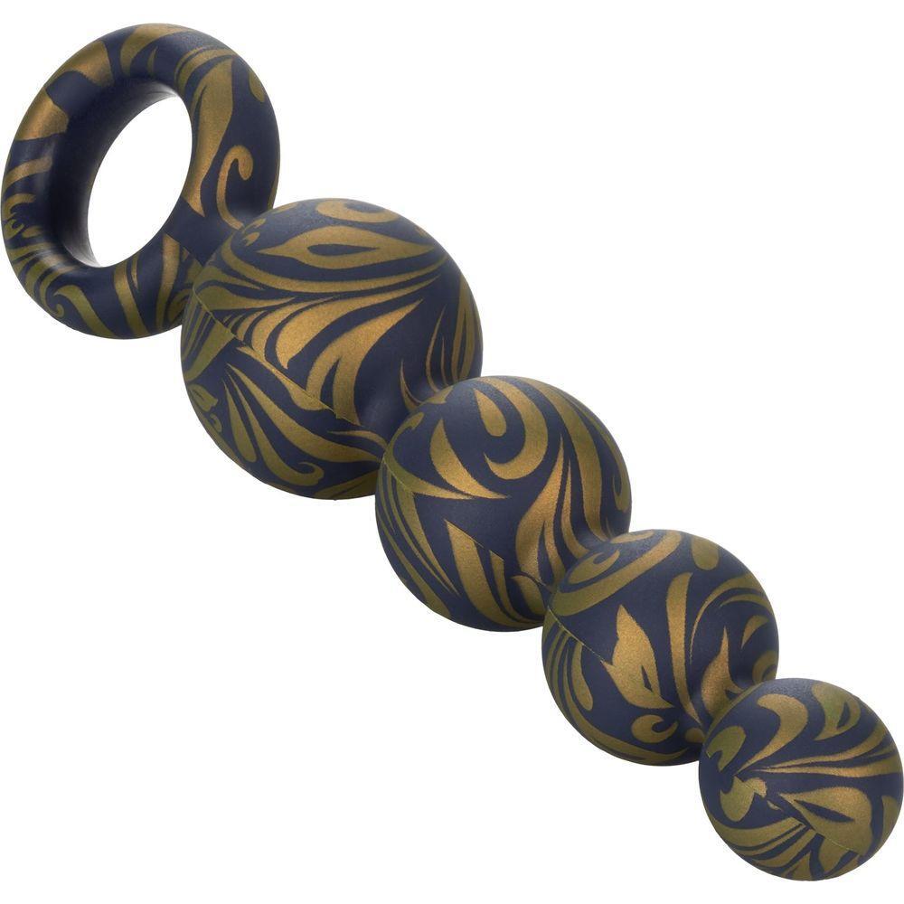 Calexotics Naughty Bits: Butt Balls Silicone Booty Beads - Model X1 - Unisex Anal Pleasure Toy - Golden Marbled - Adult Naughty Store