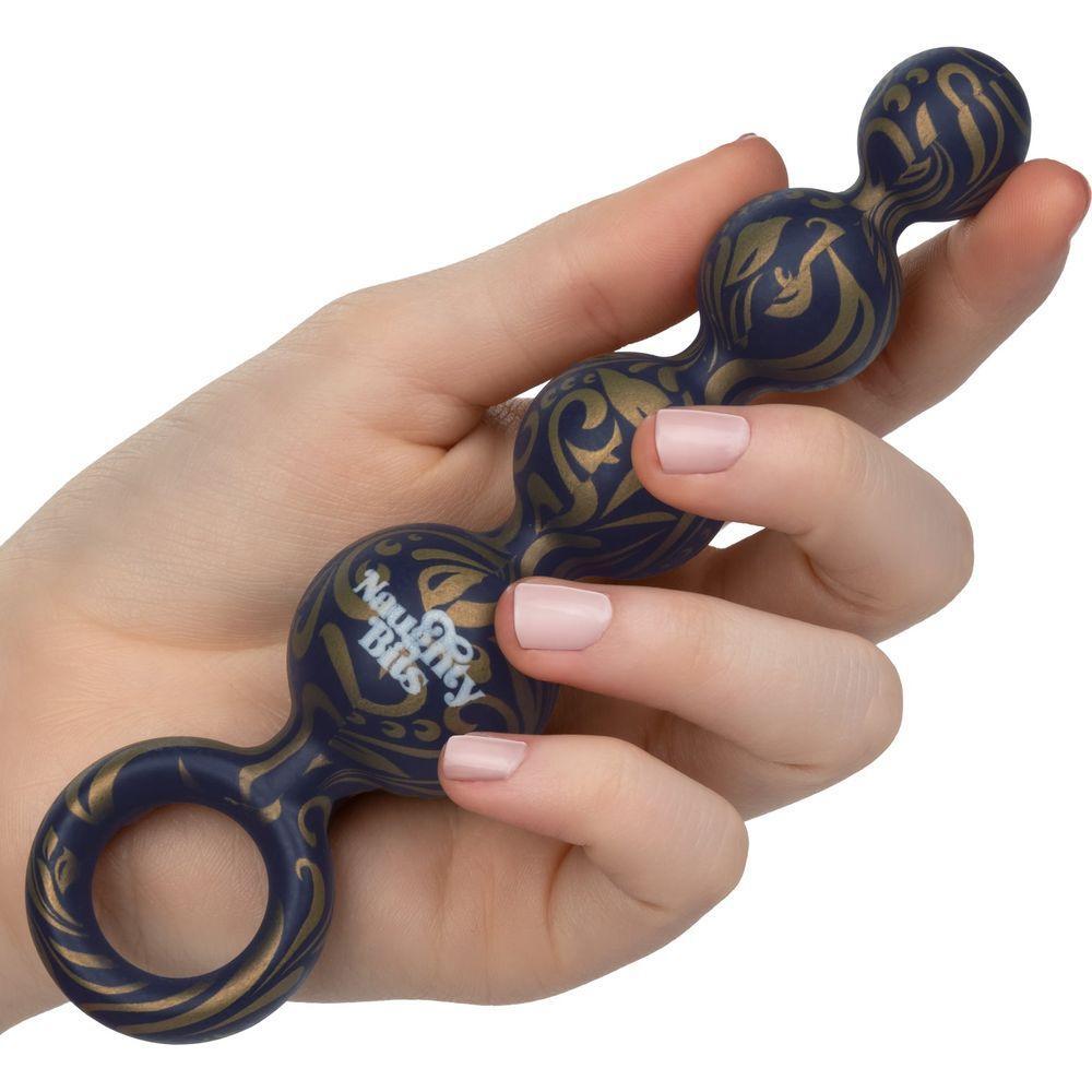Calexotics Naughty Bits: Butt Balls Silicone Booty Beads - Model X1 - Unisex Anal Pleasure Toy - Golden Marbled - Adult Naughty Store