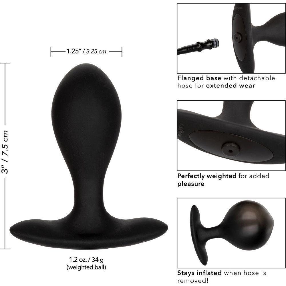 Calextics Weighted Silicone Inflatable Butt Plug - Model WSBP-1001 - Unisex Anal Pleasure - Black - Adult Naughty Store