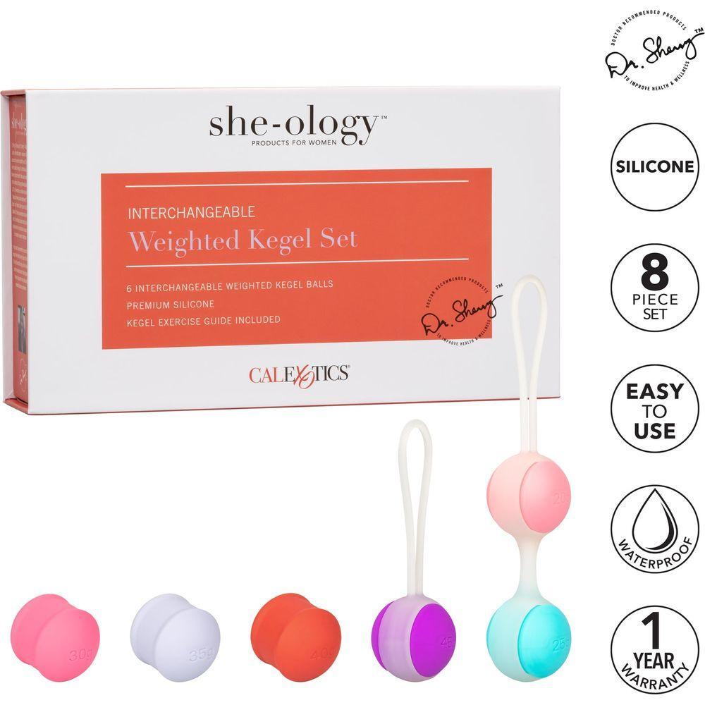 CalExotics She-Ology Interchangeable Weighted Kegel Set - Customizable Pelvic Exerciser for Women - Model: SO-KEGEL-SET45 - Pink - Adult Naughty Store