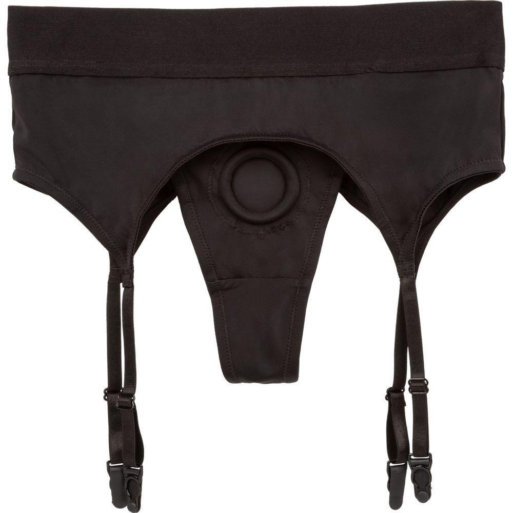 Caletics Boundless Thong with Garter Dildo Harness - Model X1 | Unisex - Pleasure for All Areas | Sensual Black - Adult Naughty Store