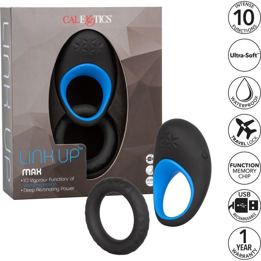 CalExtics Link Up Max Male Cock Ring - Powerful Dual Stimulating Vibrating Ring for Intense Pleasure and Enhanced Connection - Model LUMX007 - Designed for Men - Delivers Thrilling Stimulatio - Adult Naughty Store