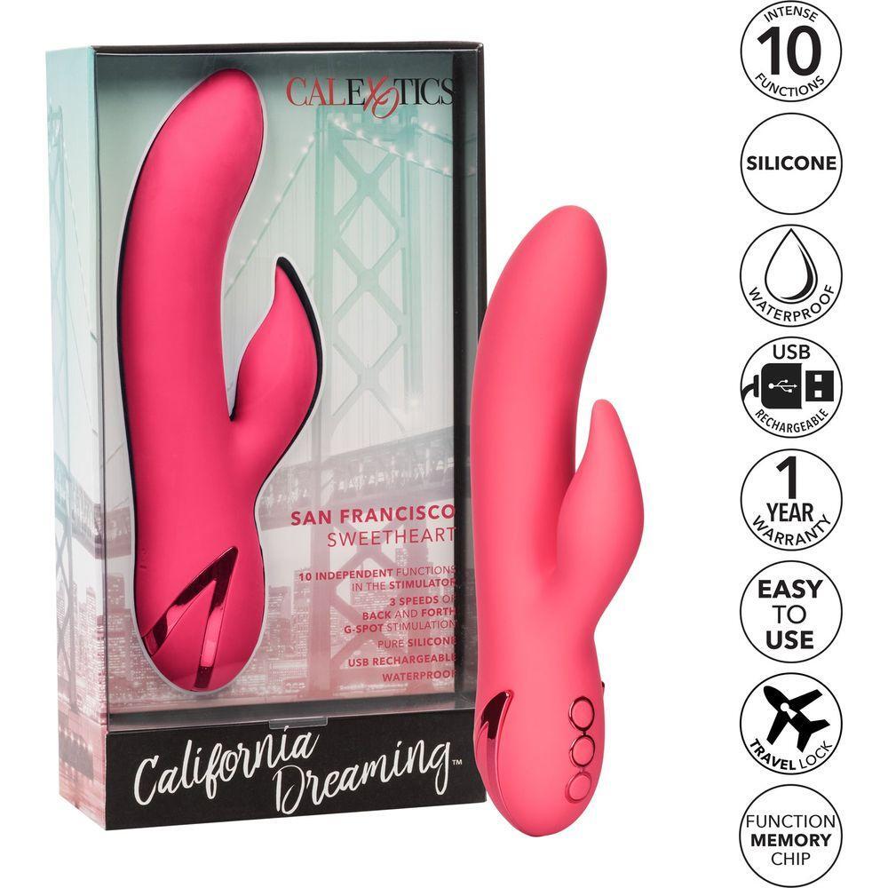 Calextics Rabbit California Dreaming San Francisco Sweetheart Vibrator - 10 Functions, G-Spot Massager, Waterproof, Pink - Adult Naughty Store