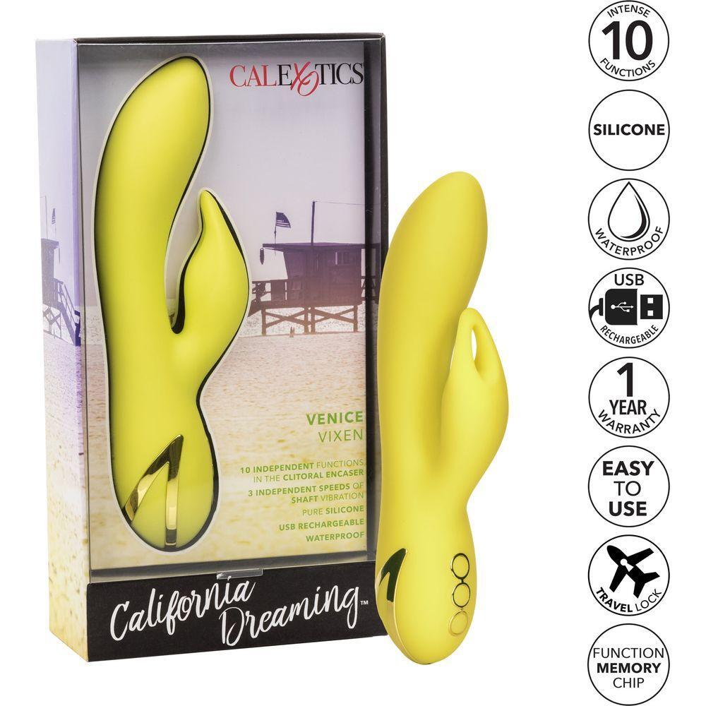 CalExtics Rabbit California Dreaming Venice Vixen Vibrator - Dual Action Massager for Women - Model VV-10 - Intense Pleasure for Clitoral and G-Spot Stimulation - Aqua Blue - Adult Naughty Store