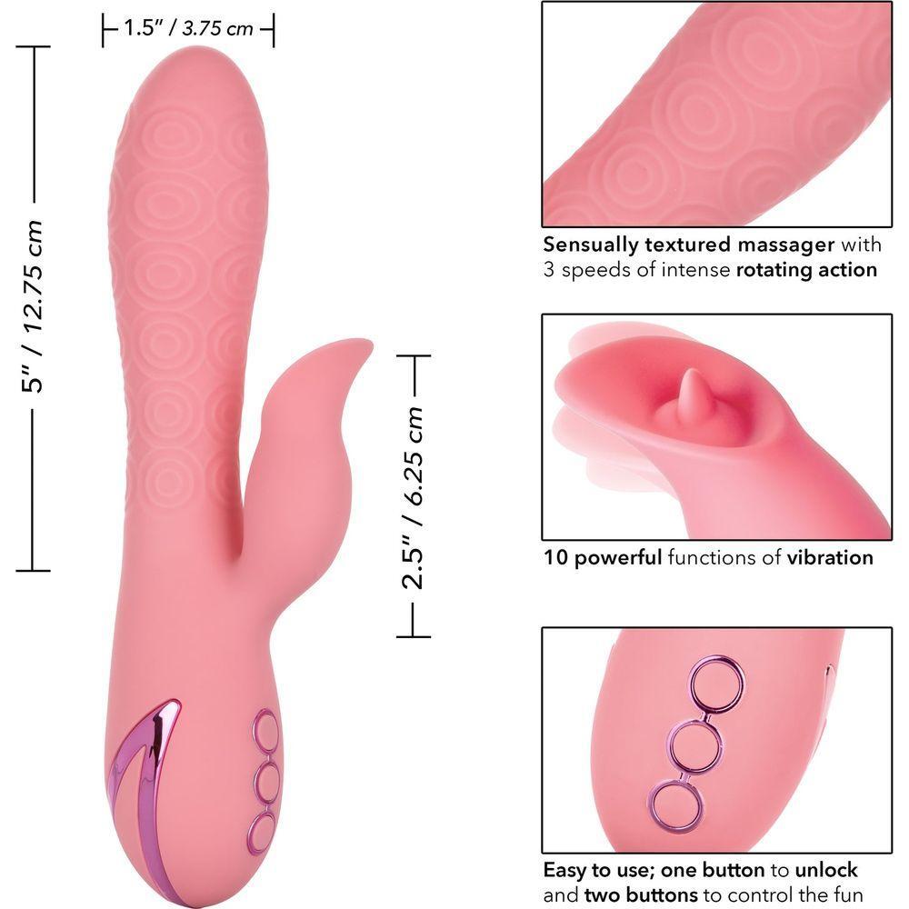 CalExtics Rabbit California Dreaming Pasadena Player Vibrator - Intense Pleasure for Her, G-Spot Stimulation, 10 Vibration Functions, 3 Rotation Speeds, Tongue-Like Teaser, Luxurious Silicone - Adult Naughty Store