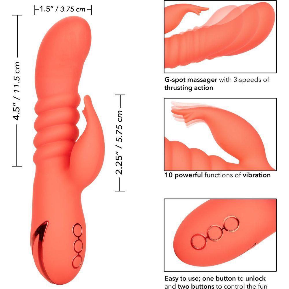 CalExtics Rabbit California Dreaming Orange County Cutie Vibrator - Multi-Function G-Spot Stimulation Toy for Women - Model CDR-OC-001 - Orange - Adult Naughty Store