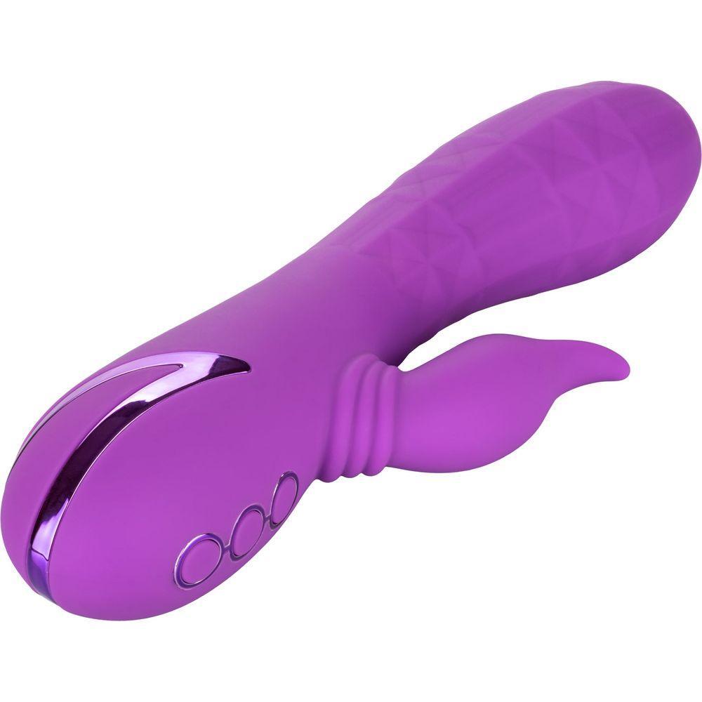 CalExtics Rabbit California Dreaming Valley Vamp Vibrator - Dual Action Pleasure Toy for Women - Swinging Teaser, Rhythmic Stimulation - 3 Speeds - Deep Purple - Adult Naughty Store