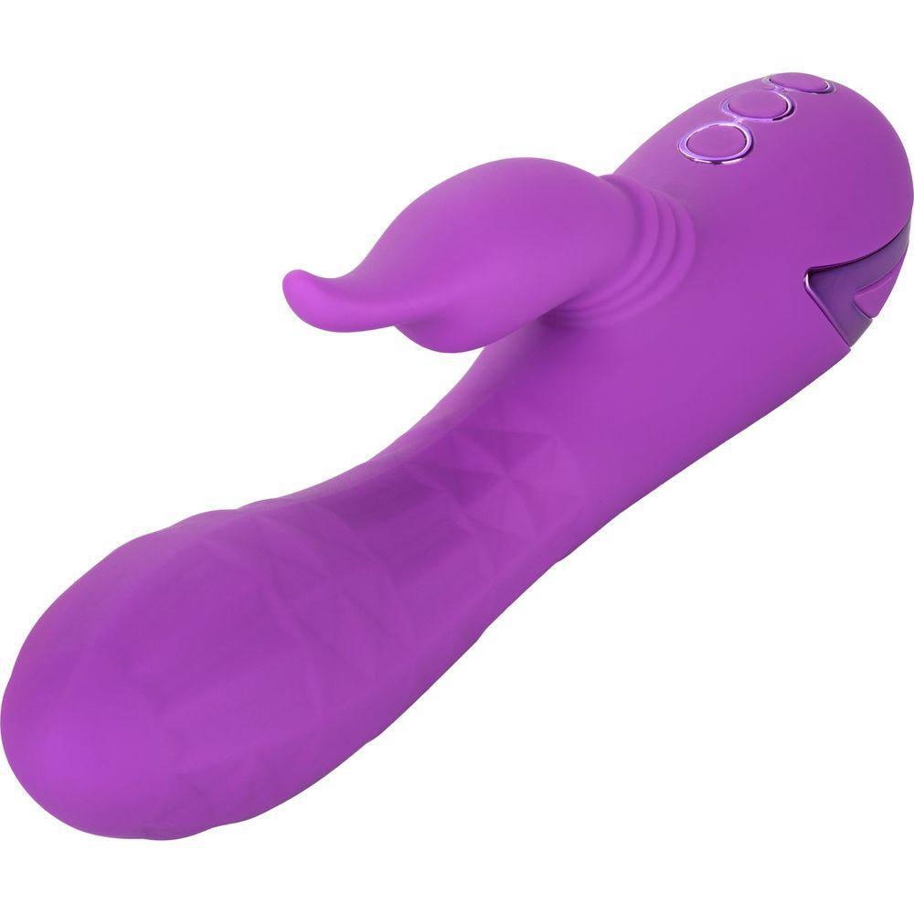 CalExtics Rabbit California Dreaming Valley Vamp Vibrator - Dual Action Pleasure Toy for Women - Swinging Teaser, Rhythmic Stimulation - 3 Speeds - Deep Purple - Adult Naughty Store
