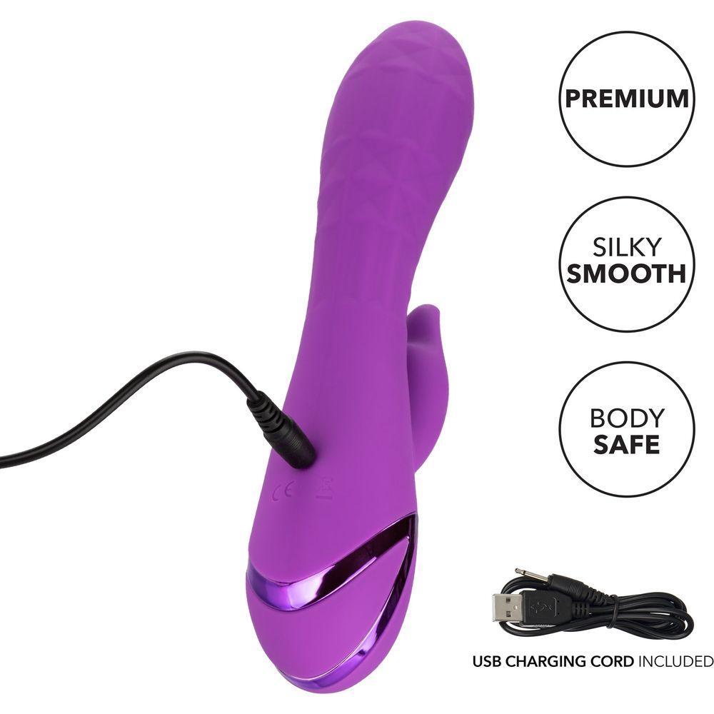CalExtics Rabbit California Dreaming Valley Vamp Vibrator - Dual Action Pleasure Toy for Women - Swinging Teaser, Rhythmic Stimulation - 3 Speeds - Deep Purple - Adult Naughty Store