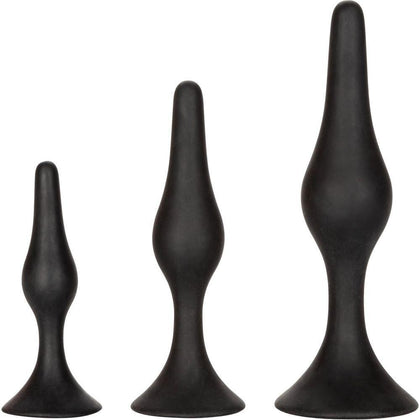 CalExtics Silicone Anal Starter Kit - Beginners Butt Plug Set (Model: ASK-001) for Sensual Anal Stimulation - Unisex - Explore Pleasure and Discover Excitement - Sleek Black - Adult Naughty Store