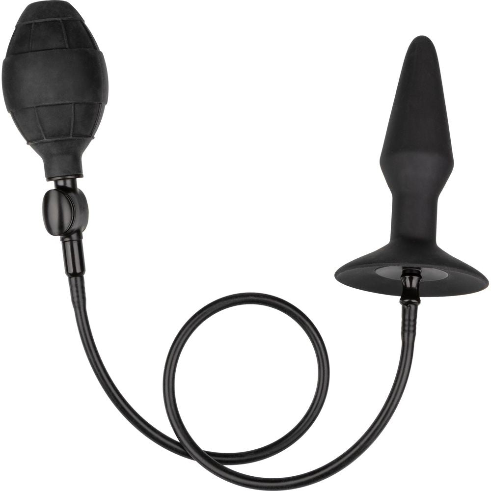 CalExotics Medium Silicone Inflatable Anal Butt Plug - Model X23, Unisex, Pleasure Enhancer, Midnight Black - Adult Naughty Store