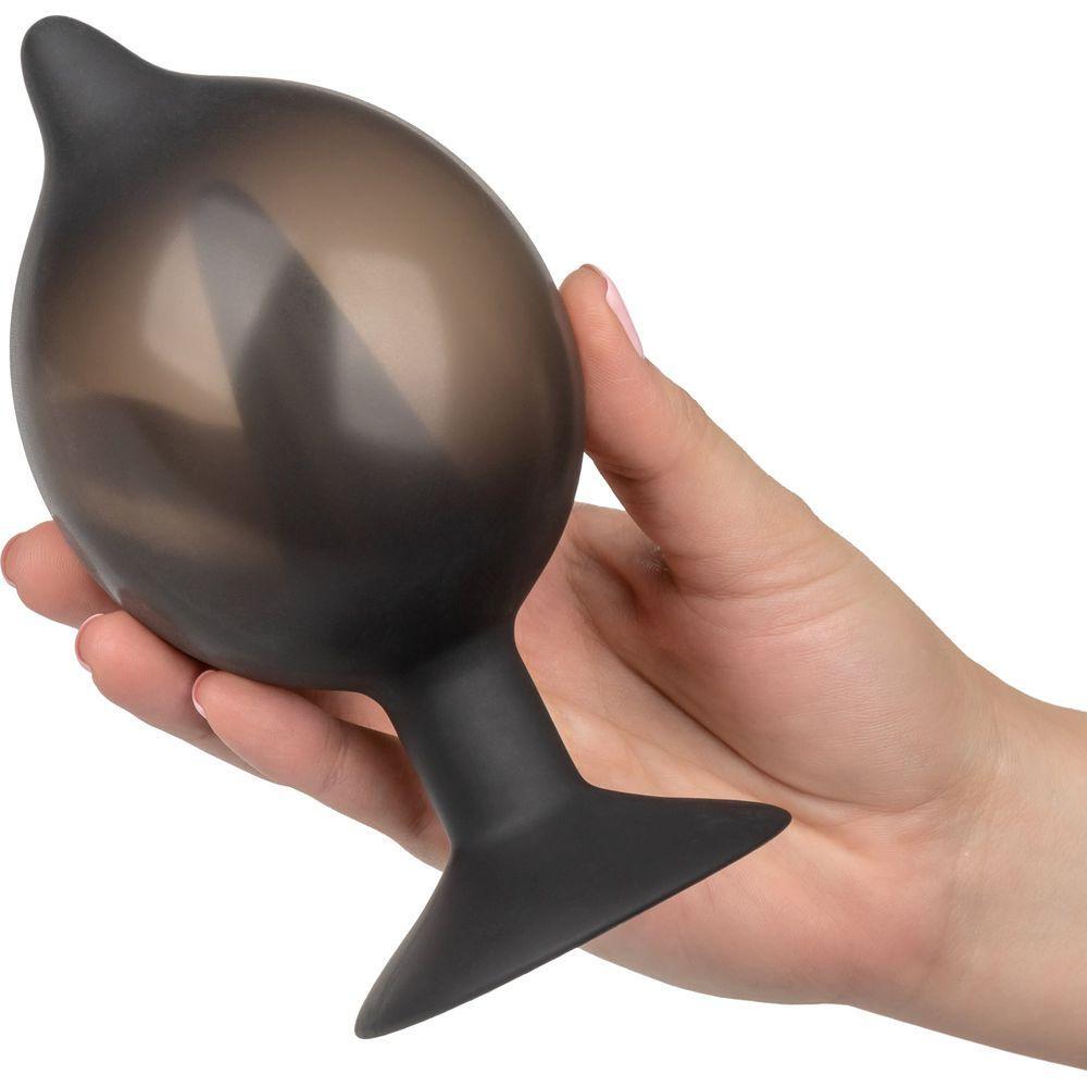CalExotics Medium Silicone Inflatable Anal Butt Plug - Model X23, Unisex, Pleasure Enhancer, Midnight Black - Adult Naughty Store