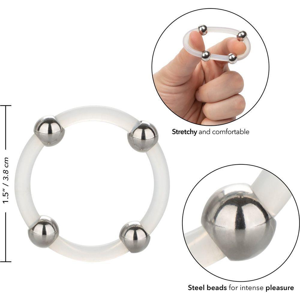 Introducing the CalExtics Steel Beaded Silicone Male Cock Ring - The Ultimate Pleasure Enhancer for Men! - Adult Naughty Store