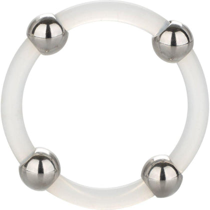 Introducing the CalExtics Steel Beaded Silicone Male Cock Ring - The Ultimate Pleasure Enhancer for Men! - Adult Naughty Store
