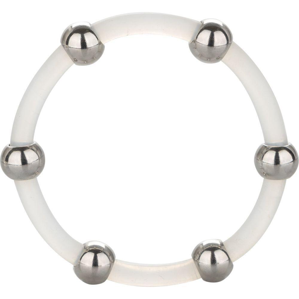 Introducing the CalExtics Steel Beaded Silicone Male Cock Ring - The Ultimate Pleasure Enhancer for Men! - Adult Naughty Store