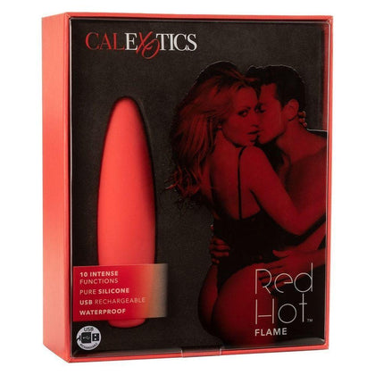 CalExtics Red Hot Flame Clitoral G-Spot Vibrator - Intense Pleasure for Her - Compact Travel Size - 10 Powerful Vibration Functions - Curved Tip - Passionate Red - Adult Naughty Store