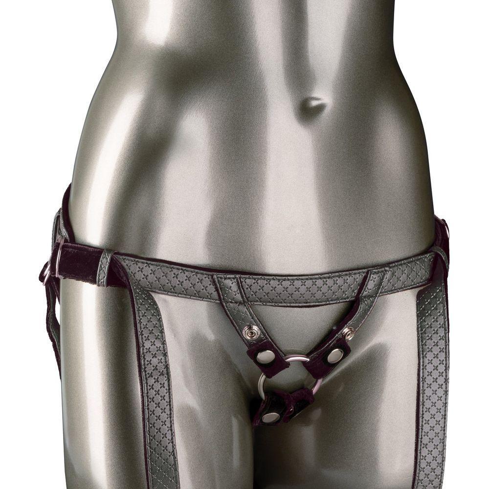 Introducing the CalExtics Her Royal Harness - The Regal Duchess Strap-On Dildo Harness in Pewter: A Luxurious Pleasure Experience for All Genders and Sensual Delights - Adult Naughty Store
