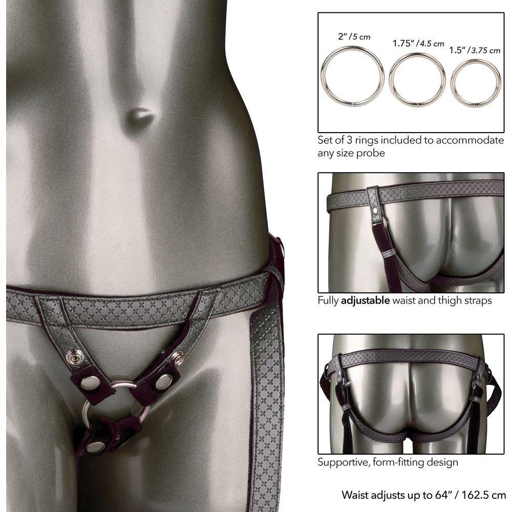 Introducing the CalExtics Her Royal Harness - The Regal Duchess Strap-On Dildo Harness in Pewter: A Luxurious Pleasure Experience for All Genders and Sensual Delights - Adult Naughty Store