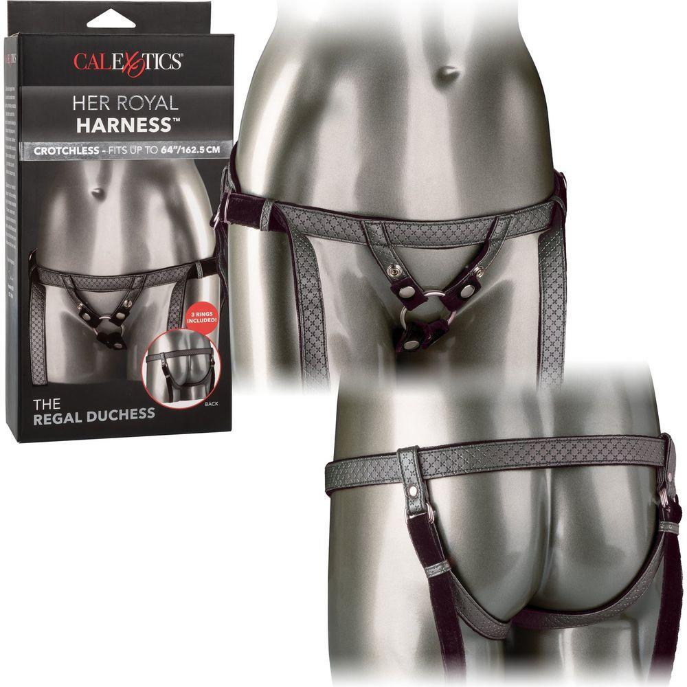 Introducing the CalExtics Her Royal Harness - The Regal Duchess Strap-On Dildo Harness in Pewter: A Luxurious Pleasure Experience for All Genders and Sensual Delights - Adult Naughty Store