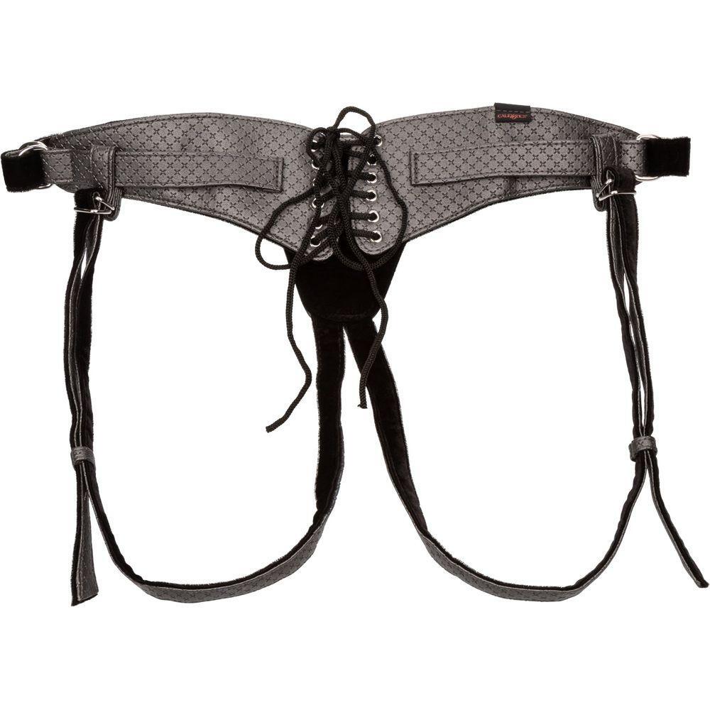 Introducing the Luxurious Her Royal Harness™ Regal Queen Crotchless Dildo Harness - Pewter - Adult Naughty Store