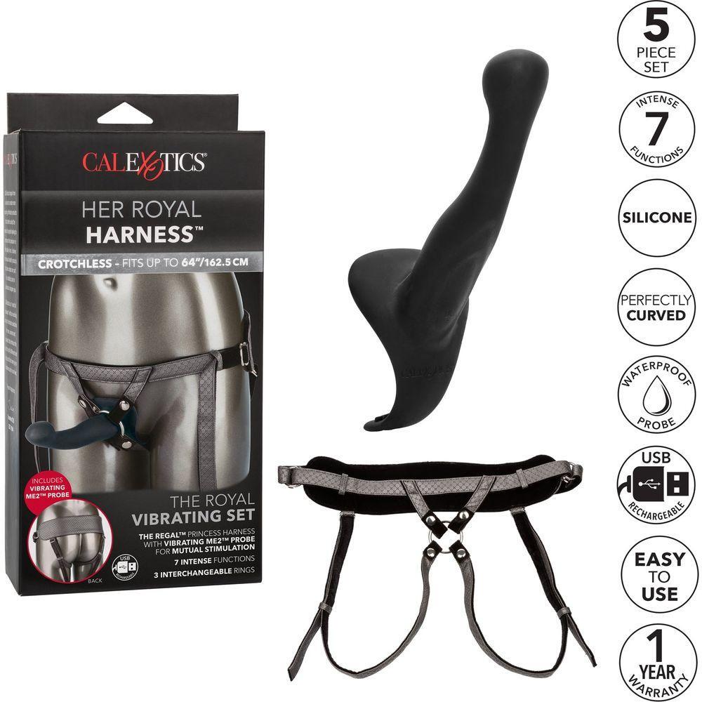 Introducing the Exquisite Pleasure Emporium: Her Royal Harness™ The Royal Vibrating Set - Regal Princess & Vibrating ME2™ Probe with Interchangeable Rings - For Mutual Stimulation - Sensual P - Adult Naughty Store