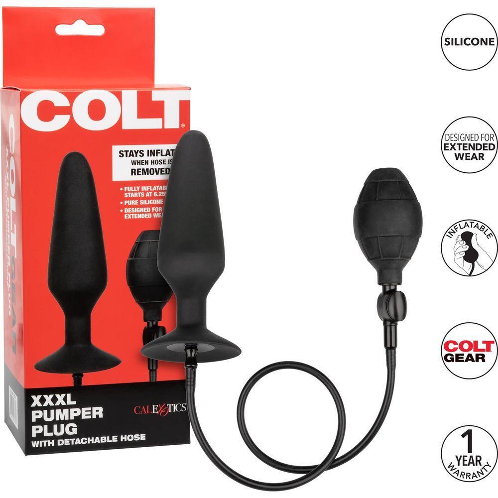 Colt XXXL Pumper Plug with Detachable Hose - Ultimate Inflatable Anal Pleasure for Men - Model X-300 - Black - Adult Naughty Store