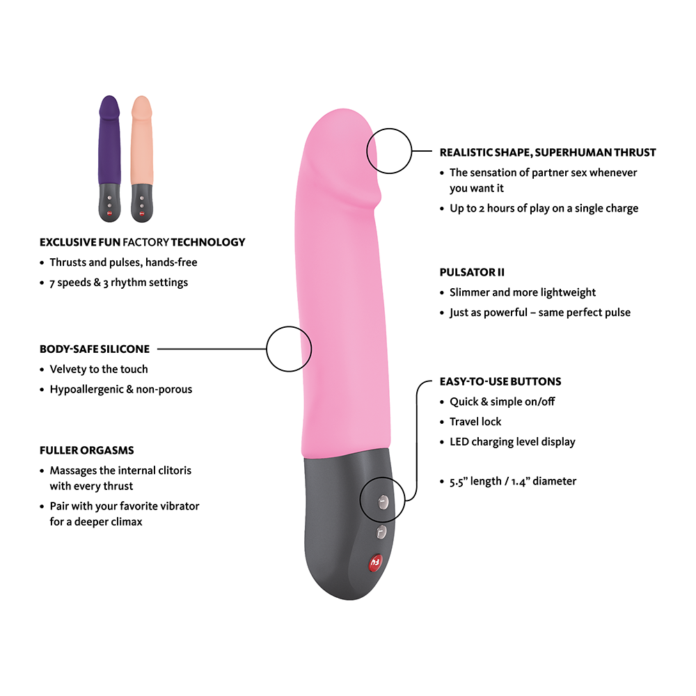 Fun Factory Slimstronic Real Vibrator - Hands-Free Thrusting Toy for Clitoral Stimulation - 7 Speeds & 3 Rhythms - Model: STRONIC REAL - Women's Pleasure - Deep Purple - Adult Naughty Store