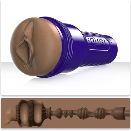 Fleshlight Boost Bang Medium Dark Flesh Lady Masturbator Model FLMDB-01 - Female Genitalia Stimulation - Blue Boost Case - Adult Naughty Store