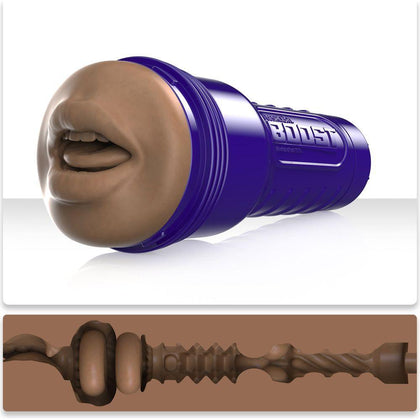Introducing the Vortex Masturbator - Medium Dark Flesh Oral Sensation Toy F1-MDF for Men - Explore Unmatched Pleasure in Blue Boost Case - Adult Naughty Store